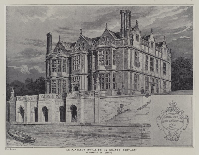 O Pavilhão Real Britânico na Exposição Universelle 1900, Paris (litho) de French School