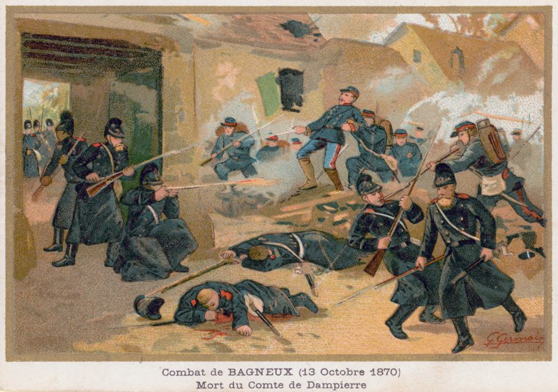 A morte do conde de Dampierre durante a luta em Bagneux de French School