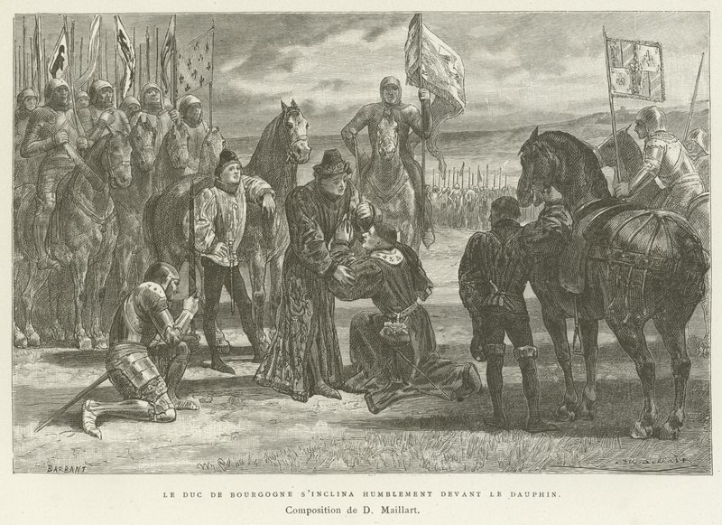 O duque de Borgonha curvou-se humildemente diante do dauphin de French School