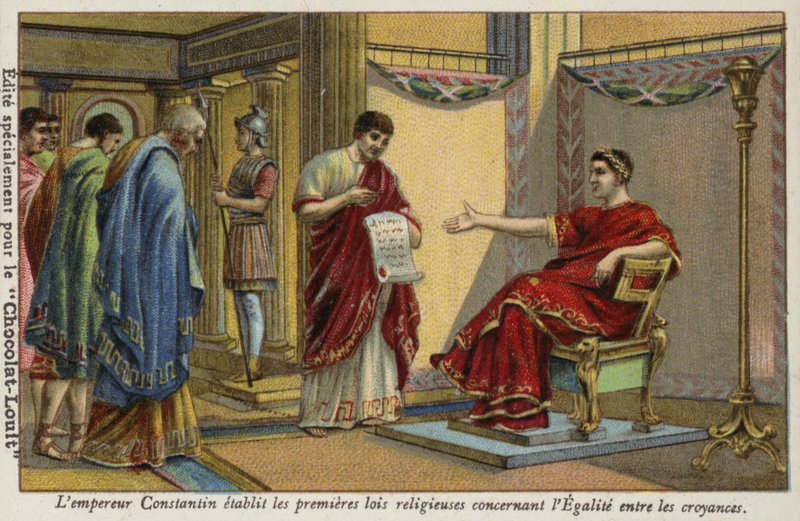 O imperador Constantino estabelece as primeiras leis religiosas relativas à igualdade entre as religiões de French School