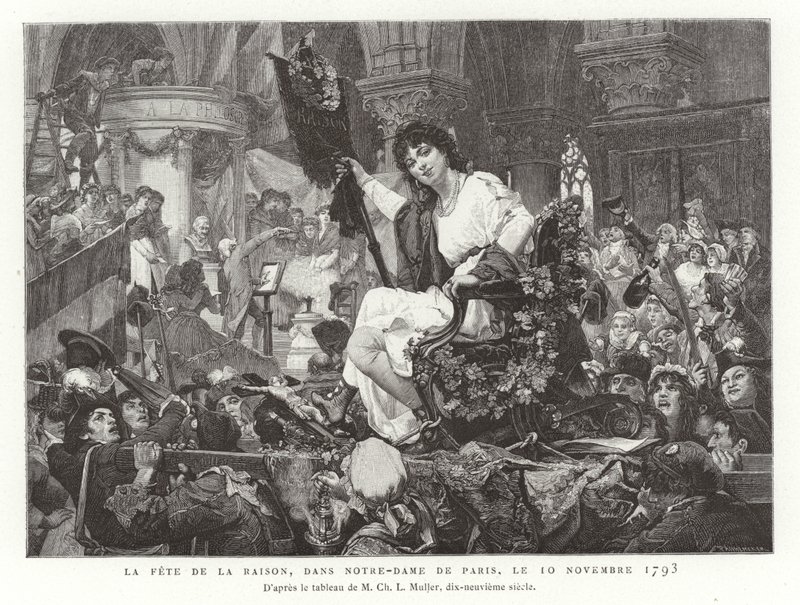 O Festival da Razão em Notre Dame de Paris, 10 de novembro de 1793 de French School
