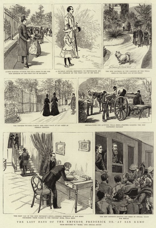 Os últimos dias do Imperador Frederico III em San Remo (gravura) de French School