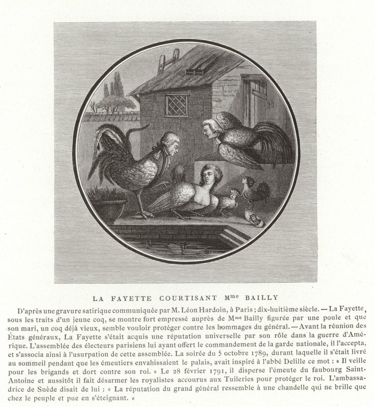 O Marquês de Lafayette cortejando Madame Bailly de French School