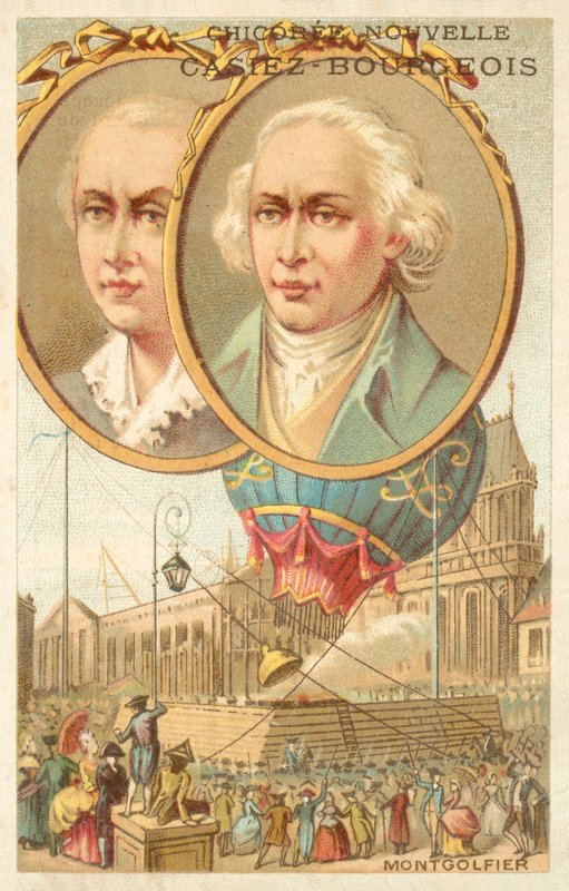 Os Irmãos Montgolfier (chromolitho) de French School