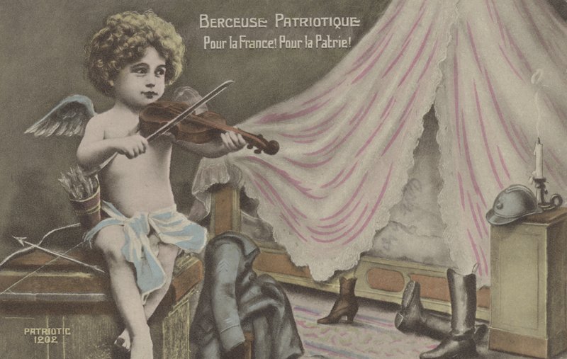 A canção de ninar patriótica (cor litho) de French School
