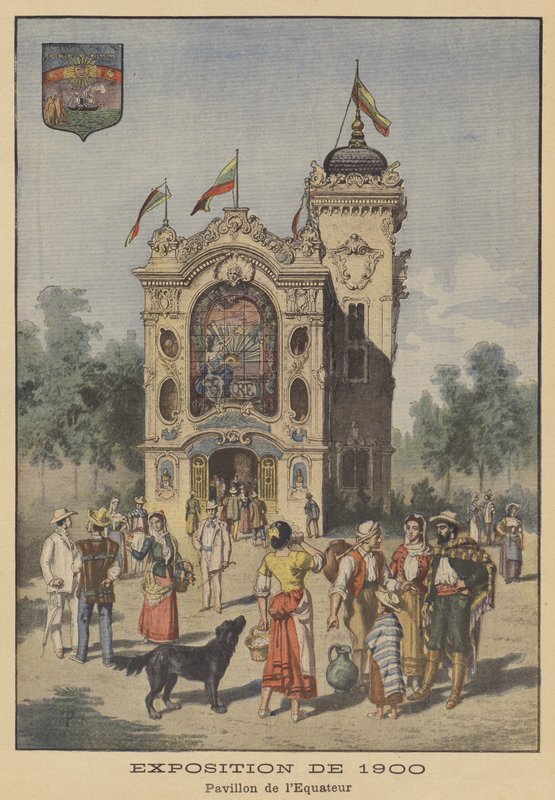 O Pavilhão do Equador na Exposição Universelle de 1900 em Paris (cor litho) de French School