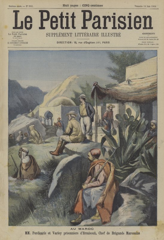 O Incidente Perdicaris, Marrocos (cor litho) de French School