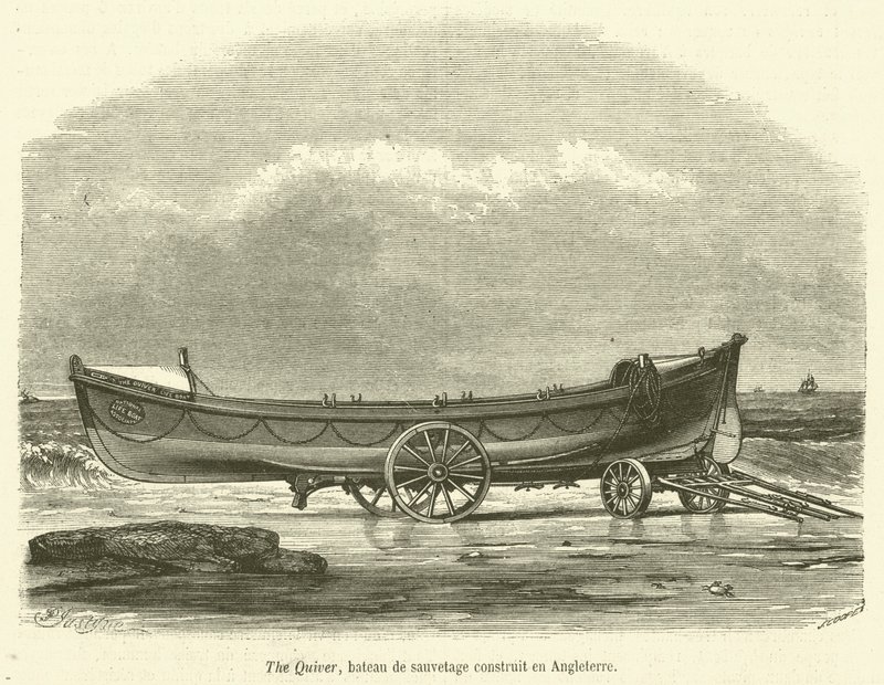 O Quiver, barco salva-vidas construído na Inglaterra (gravura) de French School