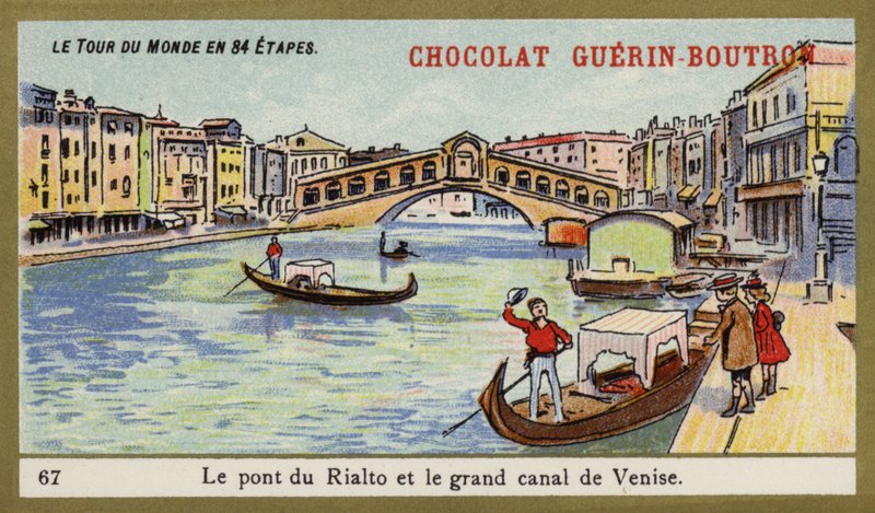 A Ponte Rialto e o Grande Canal de Veneza (chromolitho) de French School