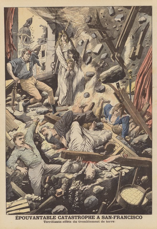 O terramoto de São Francisco de 1906 (cor litho) de French School