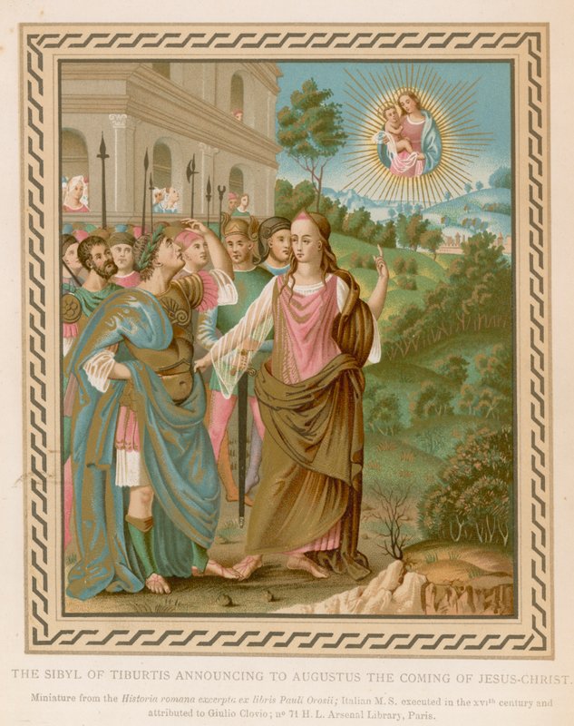 A Sibila de Tiburtis anunciando a Augusto a vinda de Jesus-Cristo (chromolitho) de French School