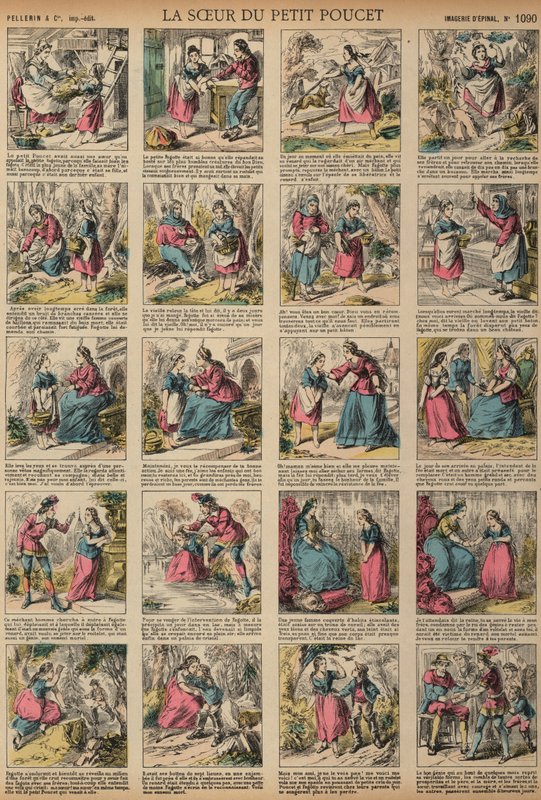 A Irmã do Polegar do Pequeno Tom (gravura colorida) de French School