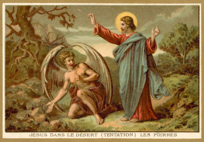 A Tentação de Cristo (chromolitho) de French School