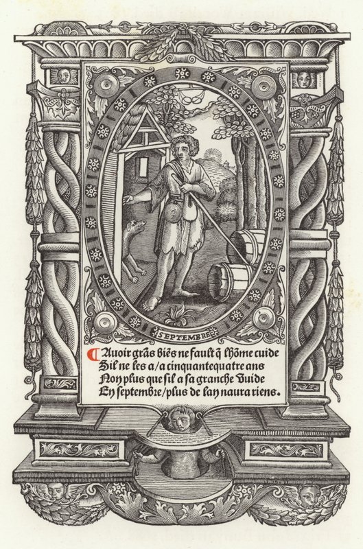 As Doze Idades do Homem: Setembro (litho) de French School