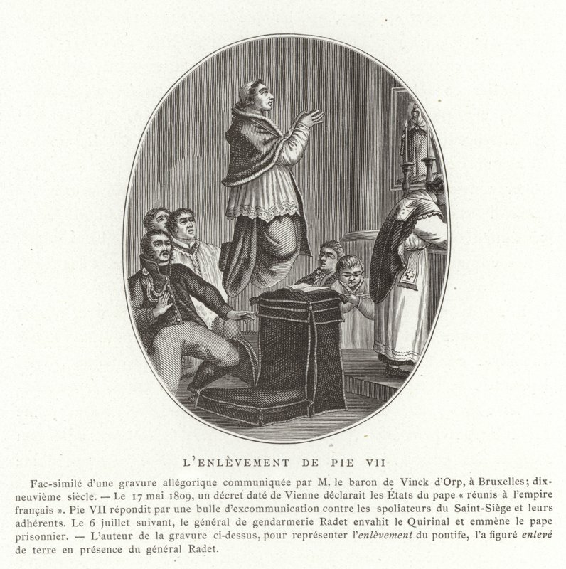 O rapto do Papa Pio VII, Roma, 6 de julho de 1809 de French School