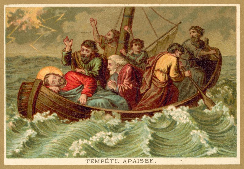 O acalmar da tempestade (chromolitho) de French School
