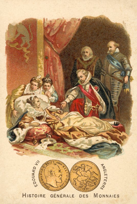 A morte de Elizabeth I da Inglaterra, 1603 de French School