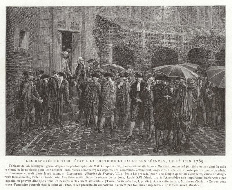 Os deputados do Terceiro Estado na porta da Salle des Seances, 23 de junho de 1789 de French School