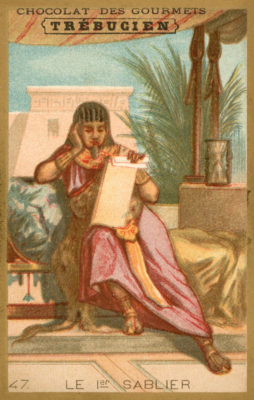 A primeira ampulheta (chromolitho) de French School
