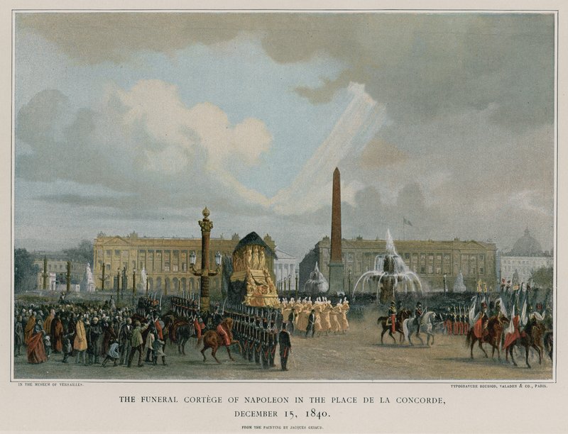 O cortejo fúnebre de Napoleão na Place de la Concorde de French School