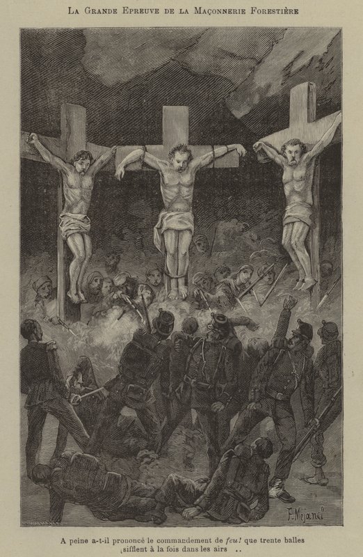 O grande teste dos pedreiros da floresta (gravura) de French School