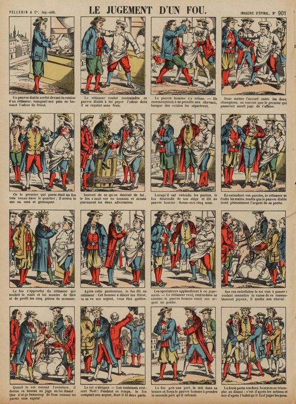 O julgamento de um louco (gravura colorida) de French School