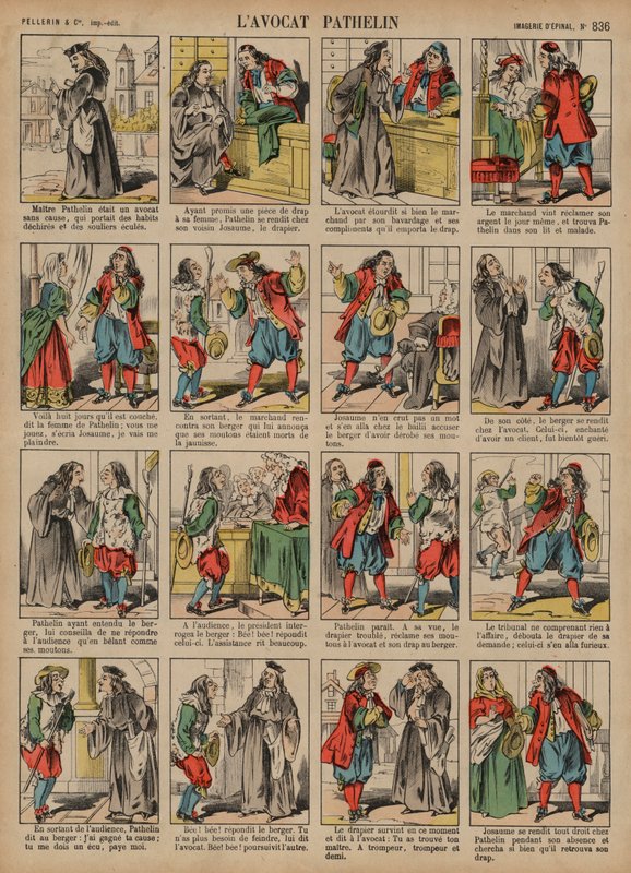 O advogado Pathelin (gravura colorida) de French School