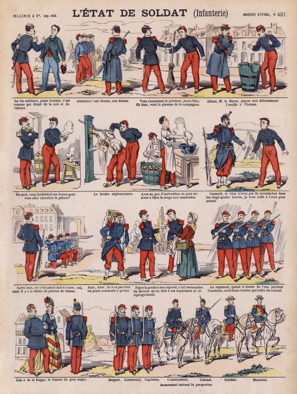 A vida de um soldado de infantaria francês (cor litho) de French School