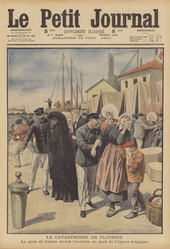 A perda do submarino da marinha francesa Pluviose (cor litho) de French School