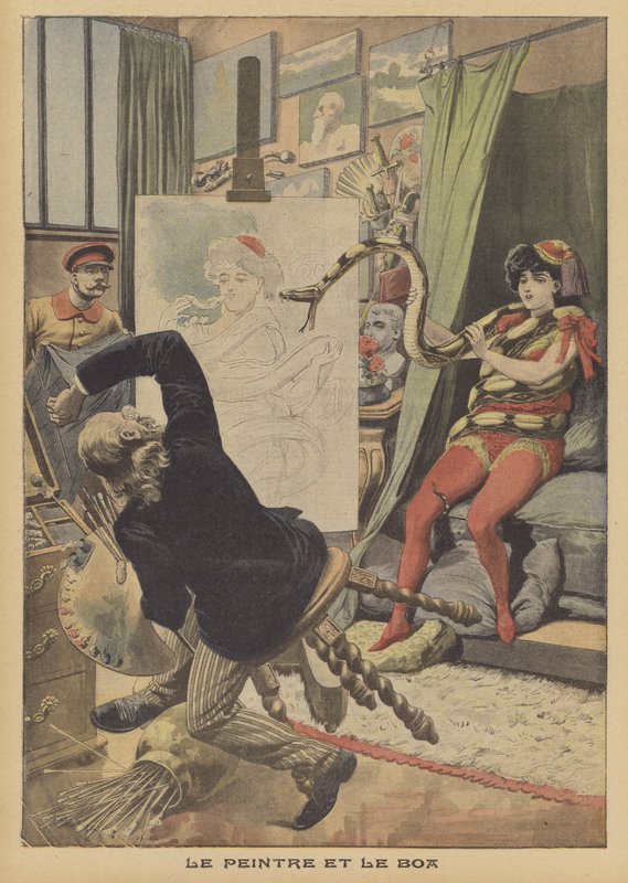 O pintor e a jibóia (cor litho) de French School