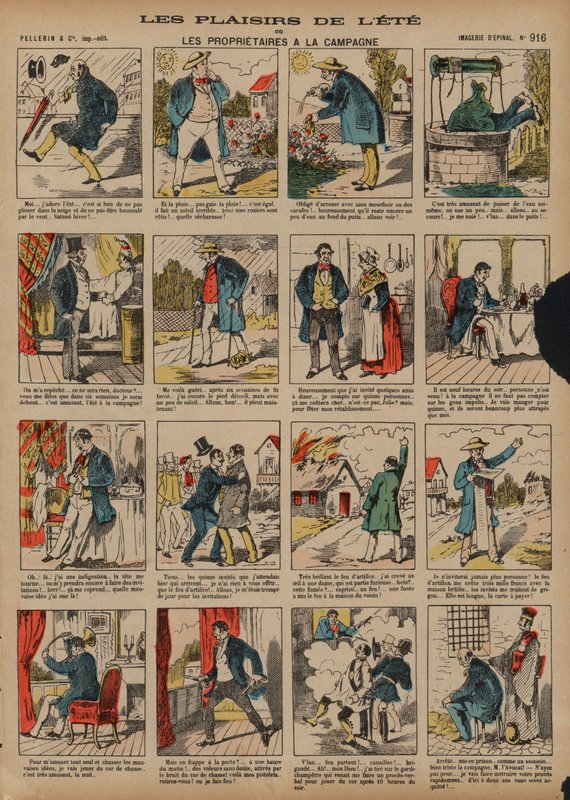 Os prazeres do verão (gravura colorida) de French School