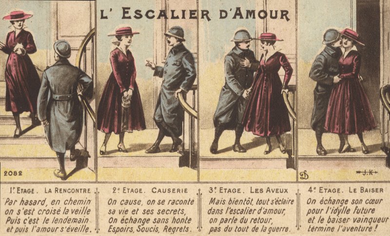 A progressão do amor (cor litho) de French School