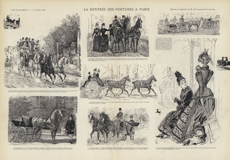 O regresso das carruagens a Paris (litho) de French School