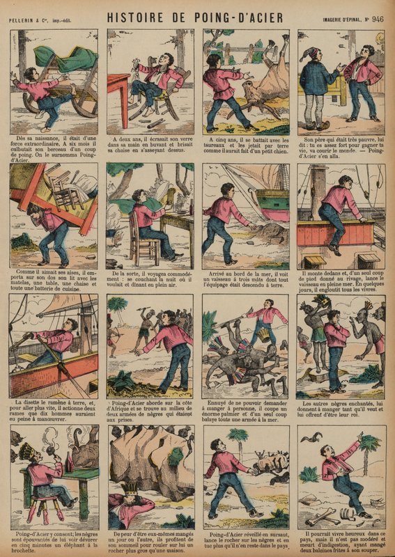 A história do Punho de Aço (gravura colorida) de French School