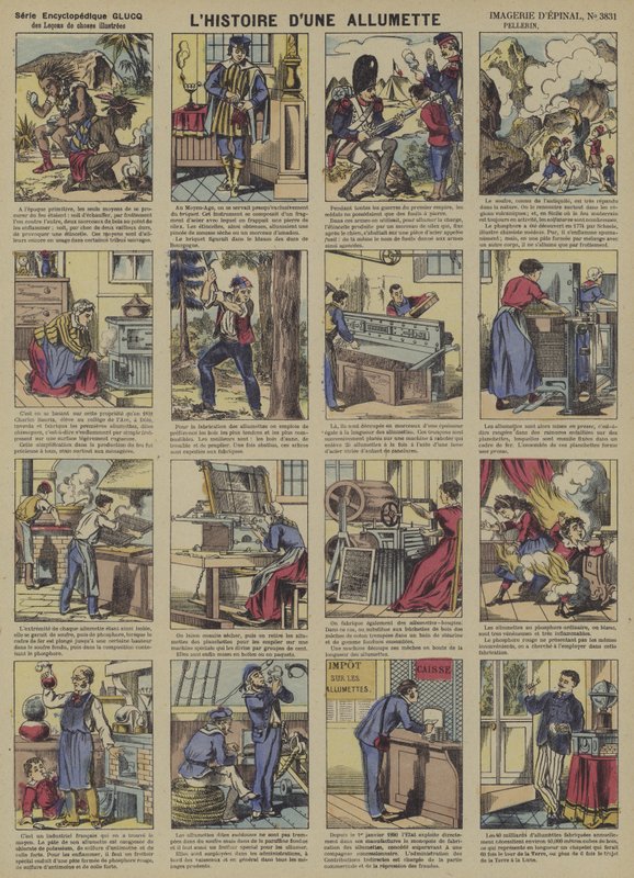 A história de um fósforo (cor litho) de French School
