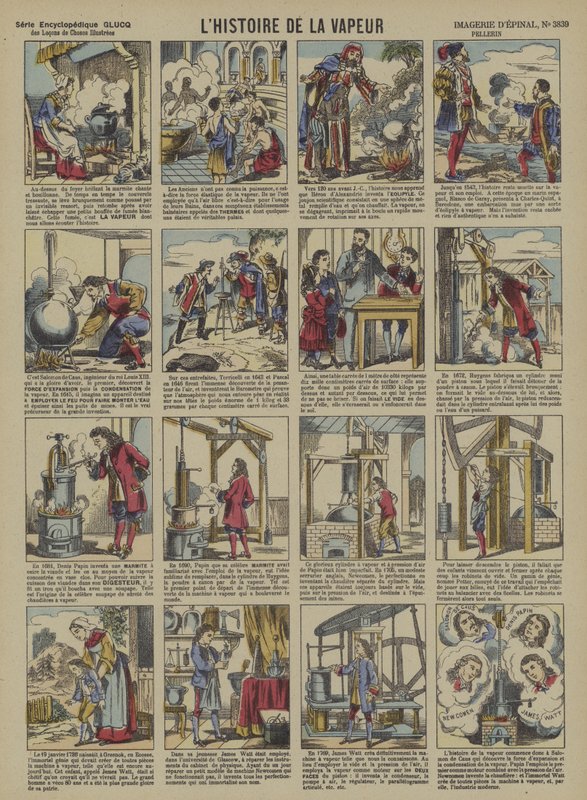 A história do vapor (cor litho) de French School