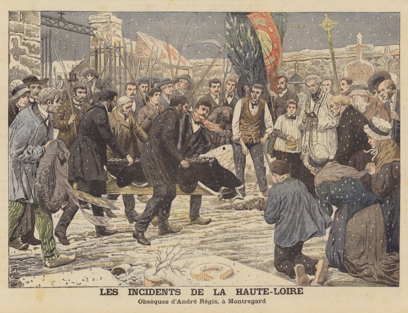 Os problemas no departamento de Haute-Loire, França (cor litho) de French School