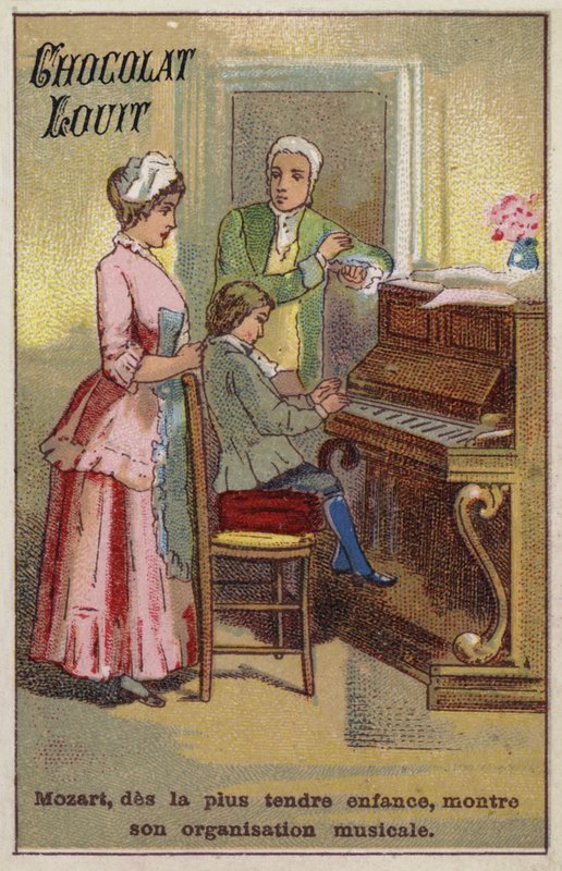 O jovem Mozart exibindo seus talentos musicais de French School