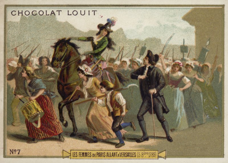 As mulheres de Paris marchando em Versalhes, Revolução Francesa, 5 de outubro de 1789 de French School