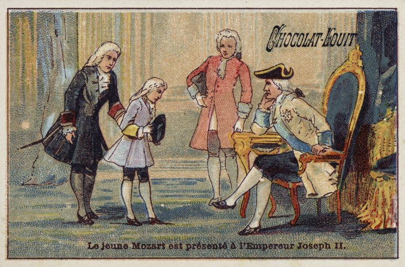 O jovem Mozart é apresentado ao imperador José II de French School