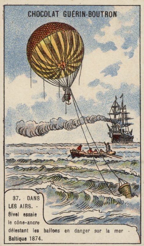 Theodore Sivel testando uma âncora de balão em forma de cone sobre o Mar Báltico de French School