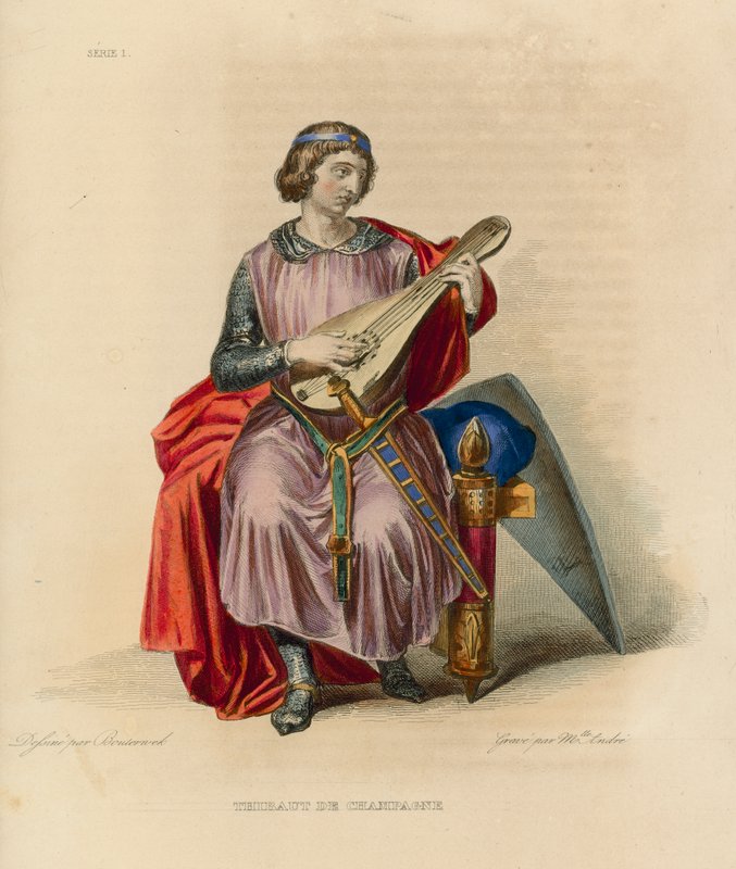Thibaut de Champagne (gravação a cores) de French School