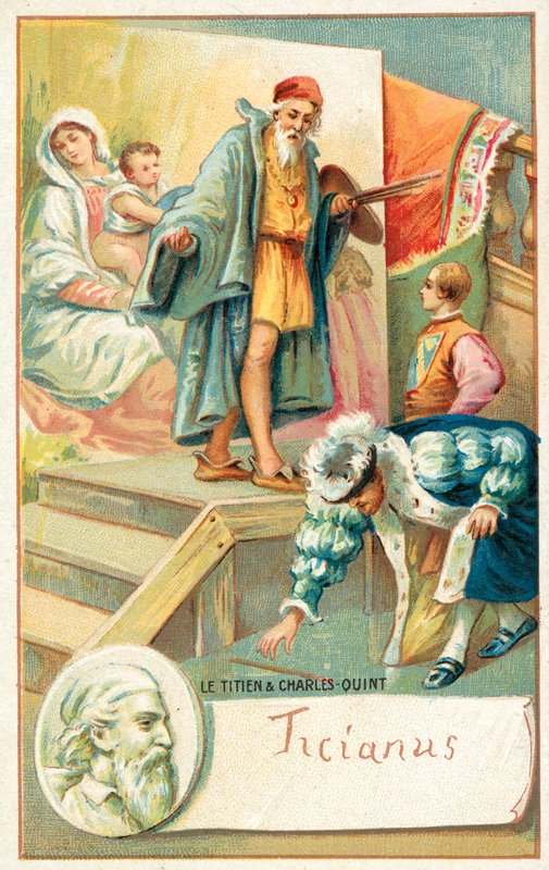 Ticiano e Imperador Carlos V (chromolitho) de French School