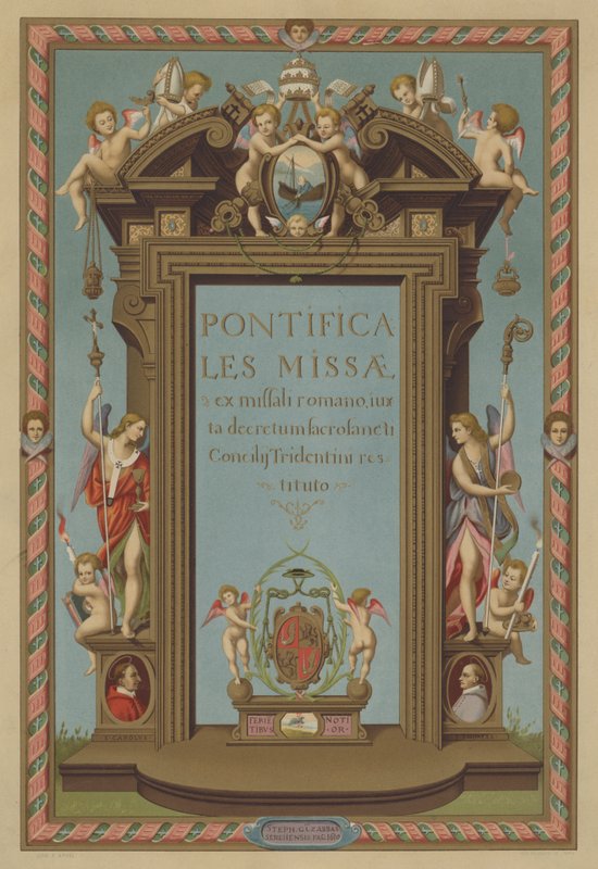 Página de rosto do Missal Pontifical (cromolitografia) de French School