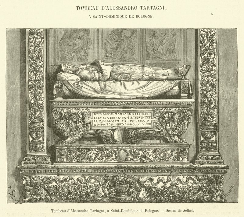 Túmulo de Alessandro Tartagni, em San Domenico em Bolonha (gravura) de French School