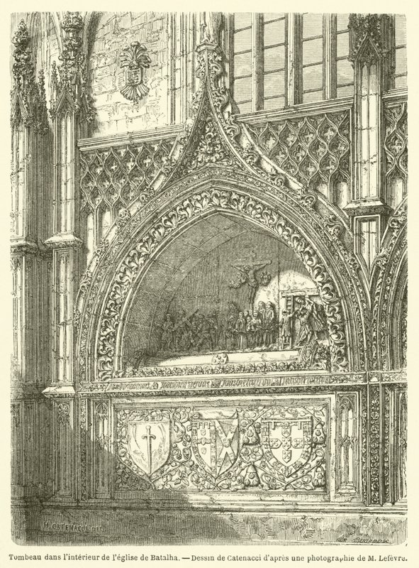 Tumba no interior da igreja da Batalha (gravura) de French School