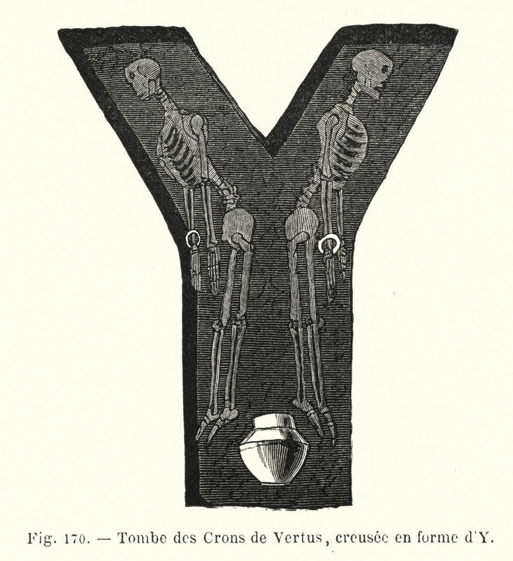 Sepulturas das Cronhas de Vertus, escavadas em forma de Y (gravura) de French School