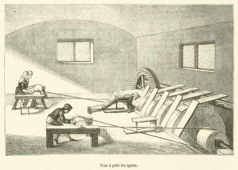 Torno de polir ágata (gravura) de French School