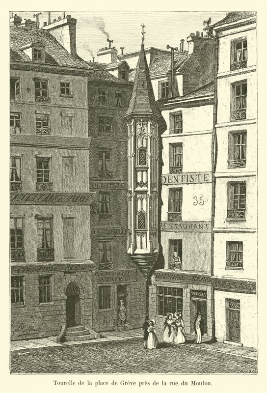 Torreta da Place de Greve, perto da rue du Mouton de French School