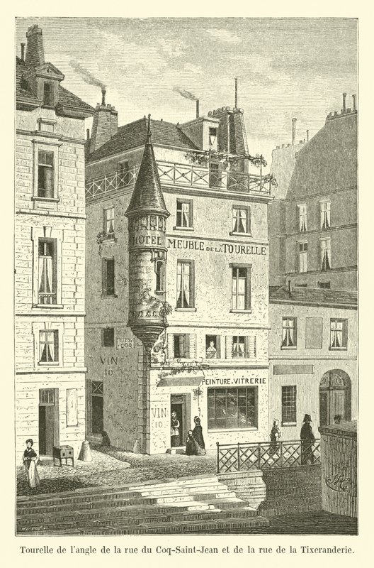 Torreta de laçada da rua de Coq-Saint-Jean e a rua de Tixeranderie de French School
